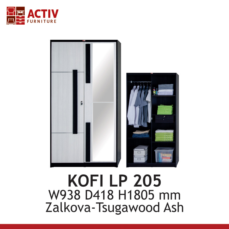 LEMARI 2P+ CERMIN KOFI LP 205 ZALKOVA-TSUGAWOOD ASH