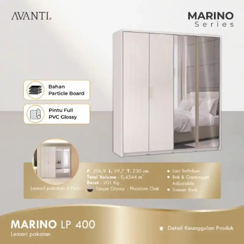 MARINO LP 400 TAUPE GLOSS-PHANTOM OAK